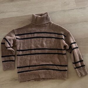 Striped Brown Turtleneck Sweater